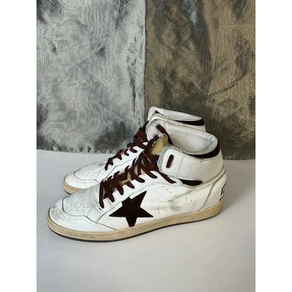 Golden goose Women’s Sky-Star in white nappa leather with chocolate suede star